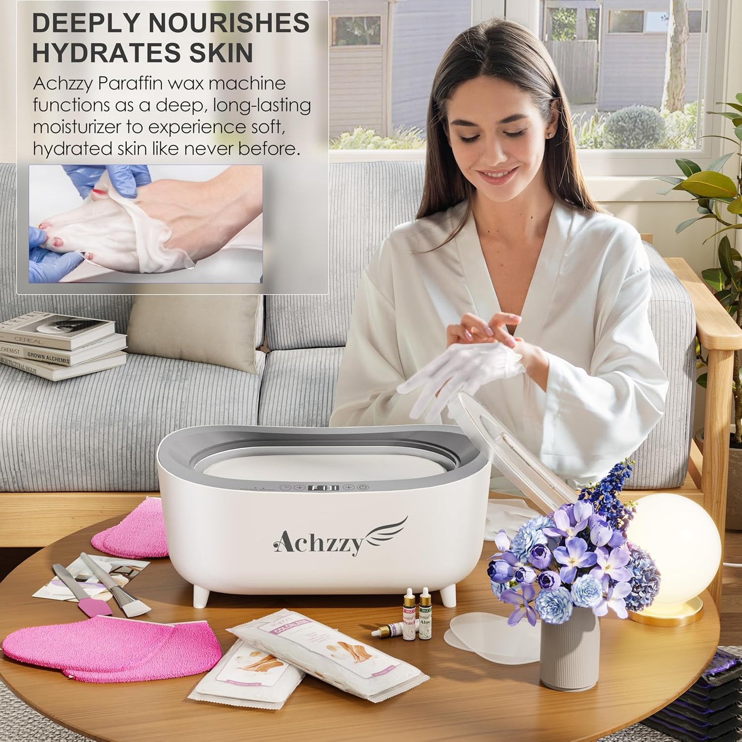 Paraffin Wax Machine for Hands and Feet, 5000ml Professional Wax Warmer with Temperature Control, Smart Heating, Stainless Steel Inner Pot, Moisturizing Hot Wax Bath with Unscented Refills