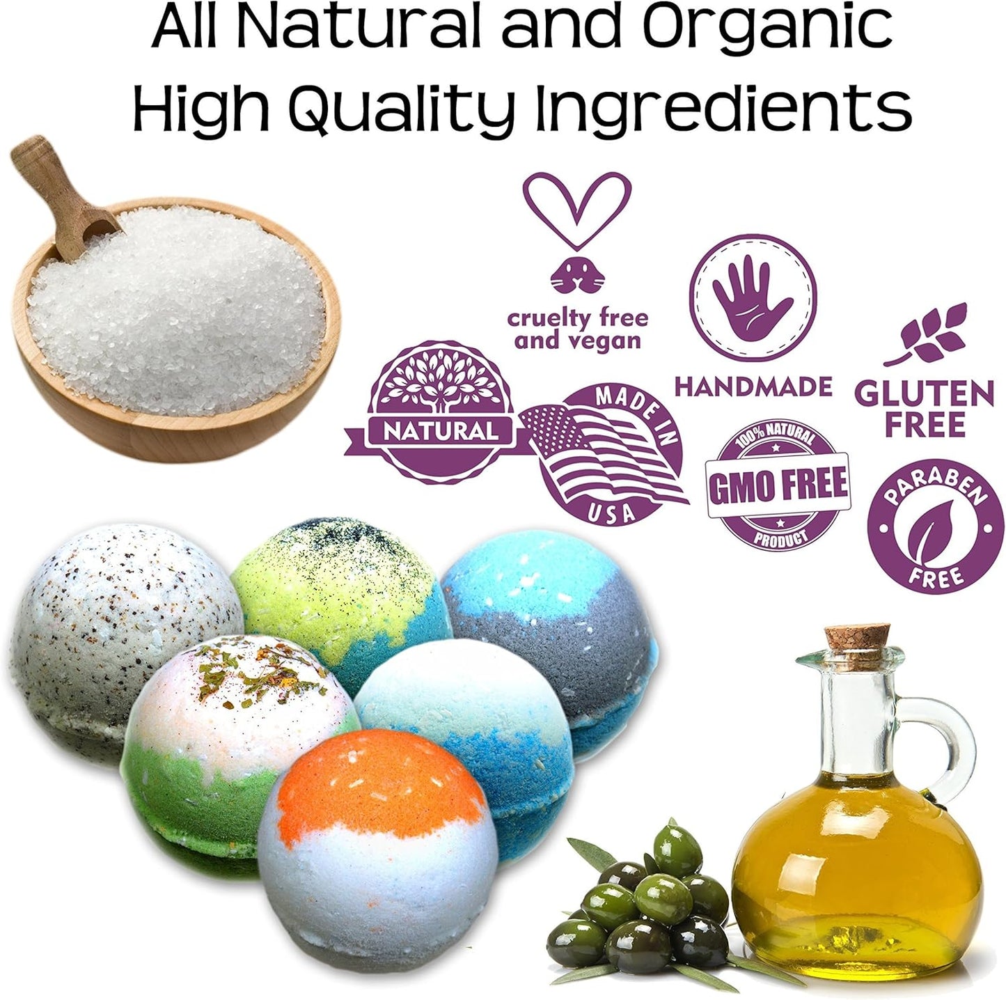 Organic Bath Bombs Gift Set for Men - Vegan Natural Ingredients - Absolutely Safe for Men - Relaxing Epsom, Himalayan, Dead Sea Salts & Essential Oils - Made in The USA