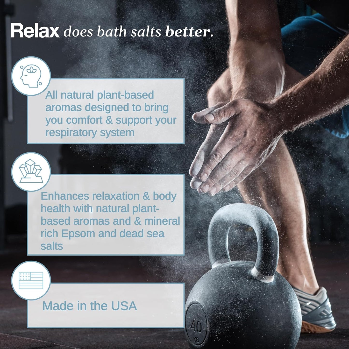 Relax Spa & Bath, Epsom & Dead Sea Salts, Aromatherapy Bath Salts for Hot Tub, Bath, or Spa, Infused with Magnesium, Rebuild Athletic Soak Therapy