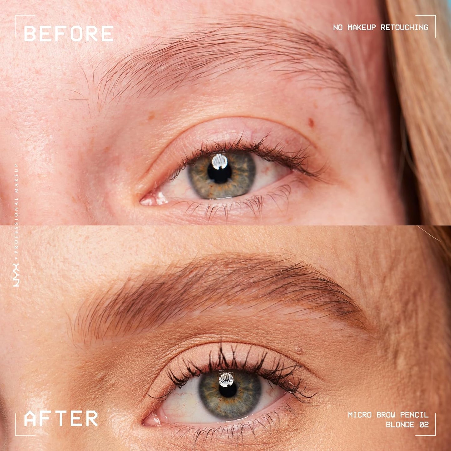 NYX PROFESSIONAL MAKEUP Micro Brow Pencil, Precise Tip, Waterproof, Vegan Eyebrow Pencil - Blonde