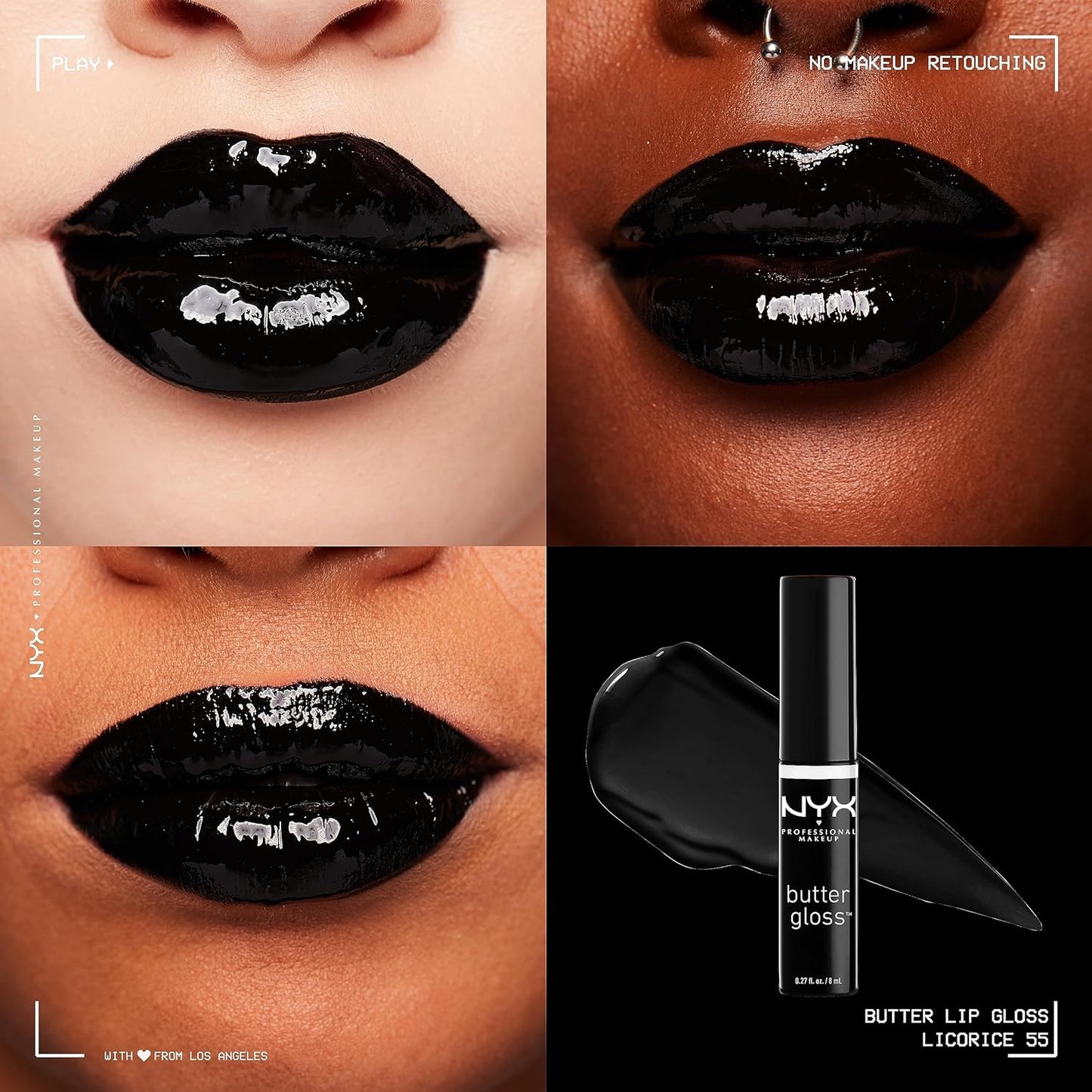 NYX PROFESSIONAL MAKEUP Butter Gloss, Non-Sticky Lip Gloss - Licorice (Black)