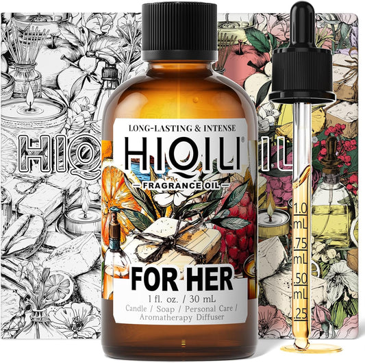 HIQILI for Her Fragrance Oil for Candle Making, Inspired by N.rciso-Rdrgz for-her, Bath Bombs, Soap Making Supplies, Add to Body Lotion, Women Scented Oil - 1 Fl Oz