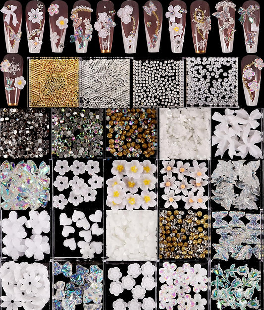 250pc 3D Nail Charms Set - Diverse Shapes & Colors for Acrylic Nails & DIY Crafts (#6)