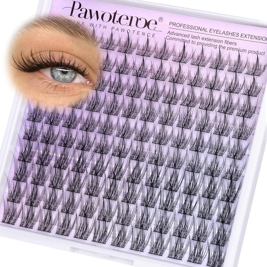 Pawotence Natural Lash Clusters Wispy Eyelash Clusters 120pcs Fairy Lashes Cluster Eyelash Extensions Individual Cluster Lashes for DIY Lash Extension