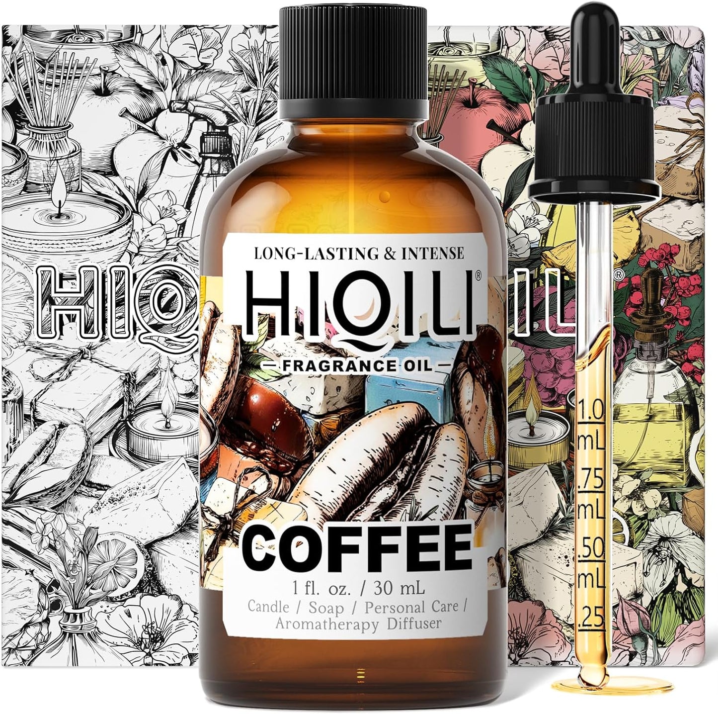 HIQILI Coffee Fragrance Oil for Scent Diffuser & Humidifier, Perfect for Candle, Soap, Perfume Making, New Car & Home - 1 Fl Oz