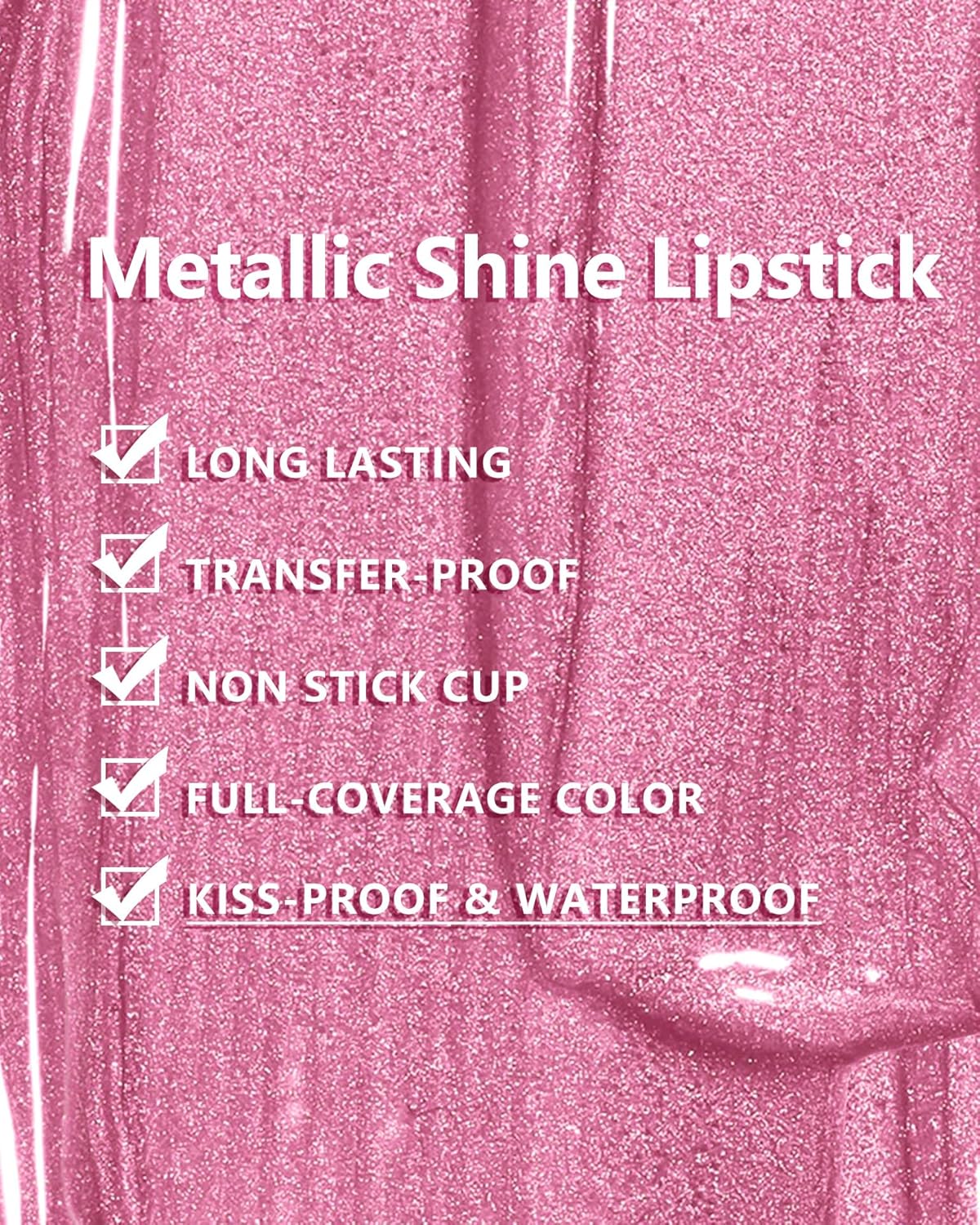 MAKI YIKA Metallic Pink Lipstick for Women Nude Pink Lipsticks Long Lasting Glitter Lipstick No Smudge No Transfer Liquid Lip Gloss (BR21 Sweet Rose)