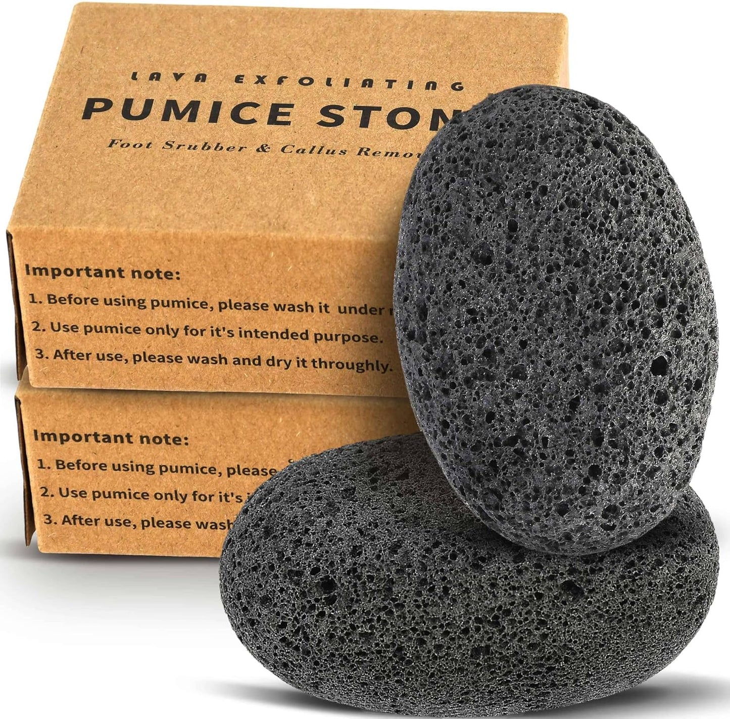Maryton Natural Pumice Stone for Feet - Lava Foot Exfoliator Scrubber Pedicure Tools, Dead Skin Corn Callus Remover for Feet and Hands, 2 Count
