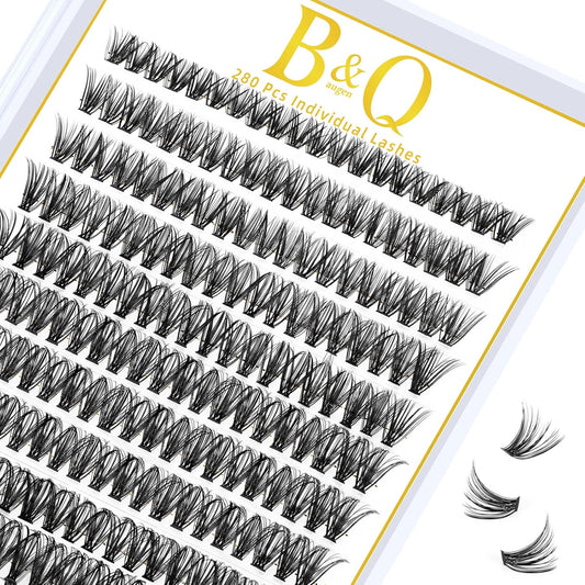 B&Qaugen Lash Clusters 40D-D-16 Individual Lashes 280 Clusters False Eyelash 10D 20D 30D 40D Lash Clusters Extensions Individual Lashes Cluster DIY Eyelash Extensions at Home (40D-D,16MM)