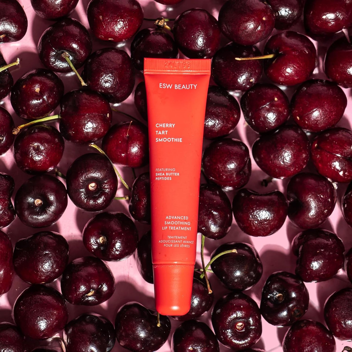 ESW Beauty Cherry Tart Smoothie Lip Treatment - Jelly Red Tint with Shea Butter, Peptides, Cherry Extract for Advanced Smoothing & Collagen Boost