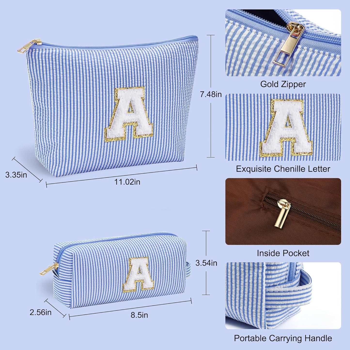 YOOLIFE Teen Girl Gifts | Makeup Bag | Cosmetic Bag | Travel Toiletry Bag | Gifts for Teacher Teen Girls Girlfriend Bridal Shower | Birthday Gifts for Kids | 15 14 13 Year Old Girl Gifts Blue A