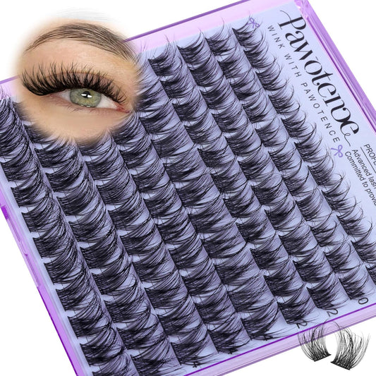 Pawotence Natural Lash Clusters Wispy Eyelash Clusters 10-16mm Full Lashes Cluster Eyelash Extensions Soft Individual Cluster Lashes False Eyelashes for DIY Lash Extension