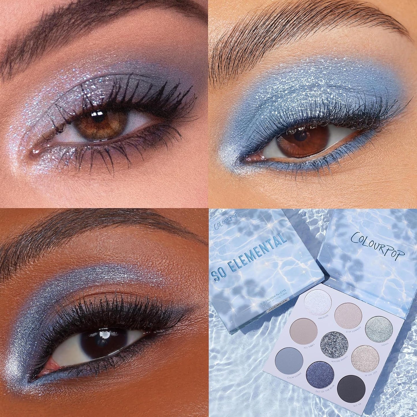Colourpop So Elemental Eyeshadow Palette - Blue & Silver Shadow Palette with Metallic and Matte Finishes - High-Pigment Eye Makeup with a Long-Wearing Formula (0.3 oz)